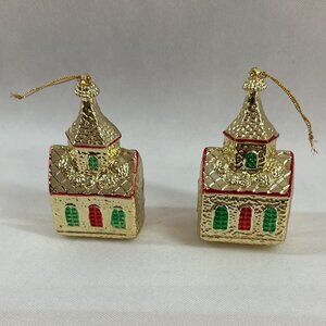 Vintage Blown Mercury Glass Mica Church Christmas Ornaments